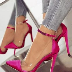 Solid Color Pointed Toe Stylish Buckled Stiletto Heels -Clothing-PrettyTina H21062955 4