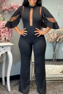 Mesh Patchwork Glamorous Jumpsuit 17 Mesh Patchwork Glamorous Jumpsuit -Clothing-PrettyTina H21071612 BK 1