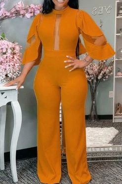 Mesh Patchwork Glamorous Jumpsuit 20 Mesh Patchwork Glamorous Jumpsuit -Clothing-PrettyTina H21071612 OR 1