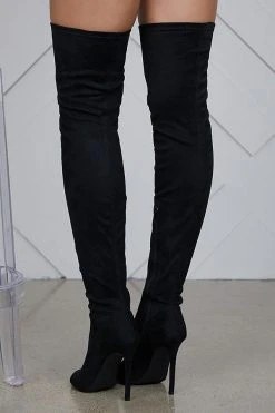 Solid Color Peep Toe Modern Stiletto Boots -Clothing-PrettyTina H21090802 BK 3