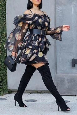 Solid Color Peep Toe Modern Stiletto Boots -Clothing-PrettyTina H21090802 BK 5