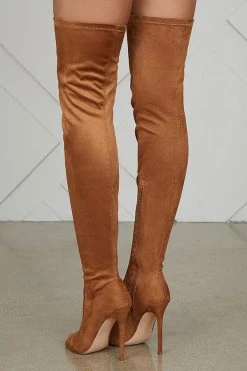 Solid Color Peep Toe Modern Stiletto Boots -Clothing-PrettyTina H21090802 BR 3