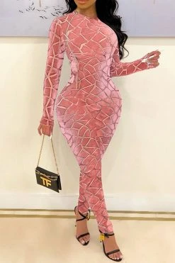 Abstract Print On-trend Zipper Bodycon Jumpsuit -Clothing-PrettyTina H21101103 PI 1