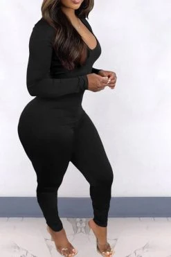 Solid Color Elegant Back Drawstring Jumpsuit -Clothing-PrettyTina H21101107 BK 3