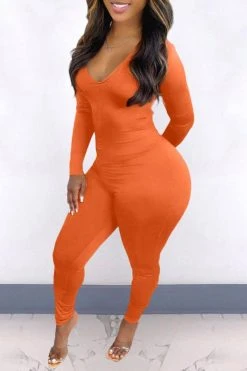 Solid Color Elegant Back Drawstring Jumpsuit -Clothing-PrettyTina H21101107 OR 2