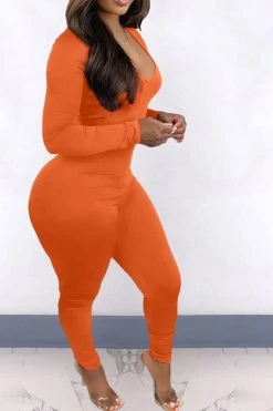 Solid Color Elegant Back Drawstring Jumpsuit -Clothing-PrettyTina H21101107 OR 3