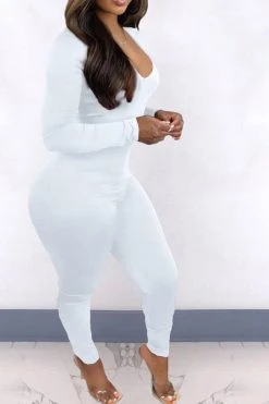 Solid Color Elegant Back Drawstring Jumpsuit -Clothing-PrettyTina H21101107 WH 3