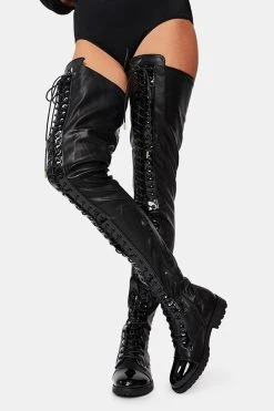 Black Modern Lace-Up Block Platform Boots 18 Black Modern Lace-Up Block Platform Boots -Clothing-PrettyTina H21102009 BK 4 2c340ef0 6525 4641 b45b 26b5470f6fbb