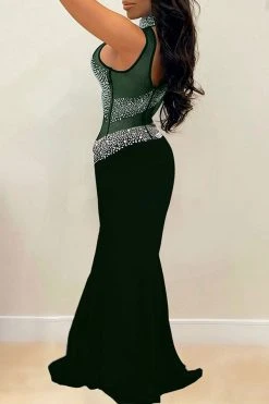 Rhinestone Mesh Patchwork Striking Maxi Dress -Clothing-PrettyTina H21102542 GR 2