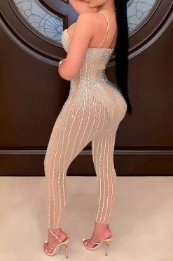 Rhinestone Shimmery See-Through Jumpsuit -Clothing-PrettyTina H21112948 AP 2