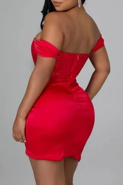 Sequined Bandeau Glamorous Wrap Ruched Mini Dress -Clothing-PrettyTina H21120111 RE 4