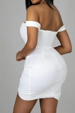 Sequined Bandeau Glamorous Wrap Ruched Mini Dress -Clothing-PrettyTina H21120111 WH 3