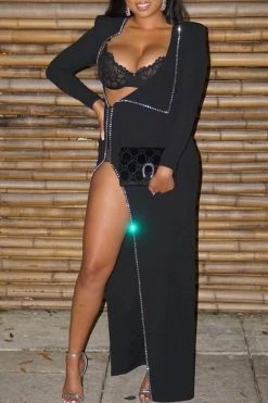 Rhinestone Patchwork Unique Irregular Maxi Dress & Bodysuit -Clothing-PrettyTina H21121437 BK 8