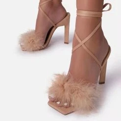 Feather Decor Solid Color Party Strappy Sandals -Clothing-PrettyTina H22031672 AP 2 2f84a45c a608 4a99 9a6b 073103951b3a
