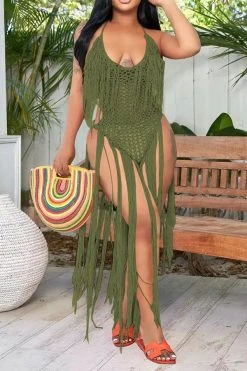 Solid Color Backless Romantic Crochet Cutout Tassel Beachwear -Clothing-PrettyTina H22050361 AG 1
