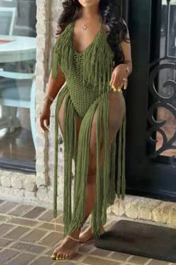 Solid Color Backless Romantic Crochet Cutout Tassel Beachwear -Clothing-PrettyTina H22050361 AG 3