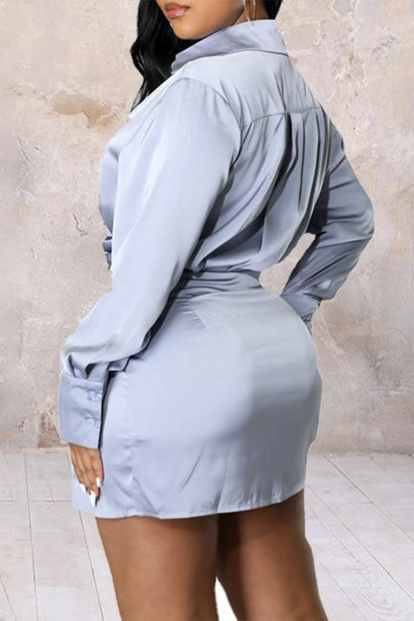 Solid Color On-trend Ruched Irregular Mini Dress 5 Solid Color On-trend Ruched Irregular Mini Dress - Image 5