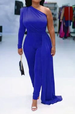Solid Color One Shoulder Party Ribbons Irregular Jumpsuit -Clothing-PrettyTina H22083095 BL 1 7d2425e5 55db 4926 861a ebeb9a4b14ea