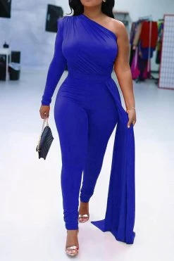 Solid Color One Shoulder Party Ribbons Irregular Jumpsuit -Clothing-PrettyTina H22083095 BL 2 8bcb2a4e ff42 4911 b7ec 65482240e52e