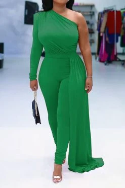 Solid Color One Shoulder Party Ribbons Irregular Jumpsuit -Clothing-PrettyTina H22083095 GR 3 0cbfba52 523d 46eb abe9 5d07f6b1586b