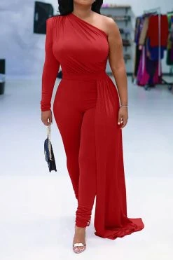 Solid Color One Shoulder Party Ribbons Irregular Jumpsuit -Clothing-PrettyTina H22083095 RE 1 879a28c8 7cfd 4b1c 9108 0e2ff0b590fe