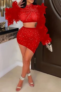 Rhinestone Striking Feather Sleeve Irregular Dress Suit -Clothing-PrettyTina H22090621 RE 1 82fa7731 7bcc 4b83 af10 a12c31161f56