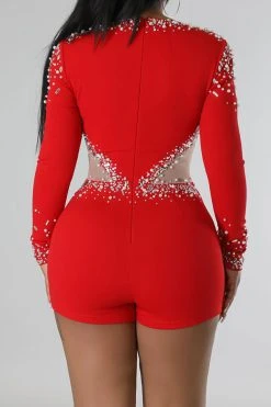 Beaded & Rhinestone Decor Luxe Irregular Romper -Clothing-PrettyTina H22092996 RE 6