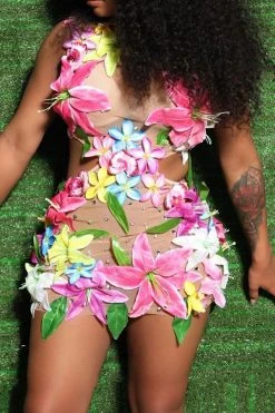 Colorful 3D Flower & Rhinestone Decor Pretty Cutout Waist Mini Dress -Clothing-PrettyTina H22093071 RT 5 6060c1f8 7f50 484c a325 362e2f76a63b