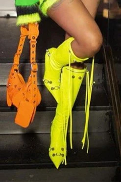 Rivet Design Rocking Pointed Toe Boots -Clothing-PrettyTina H22100901 YE 1 e0882eb3 d91f 4fb3 9935 82d8b9553c16