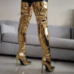 Solid Color Undeniable Over The Knee Patent Leather Boots -Clothing-PrettyTina H22100917 GO 3 60767b35 a025 47ee b236 05a1dd287602