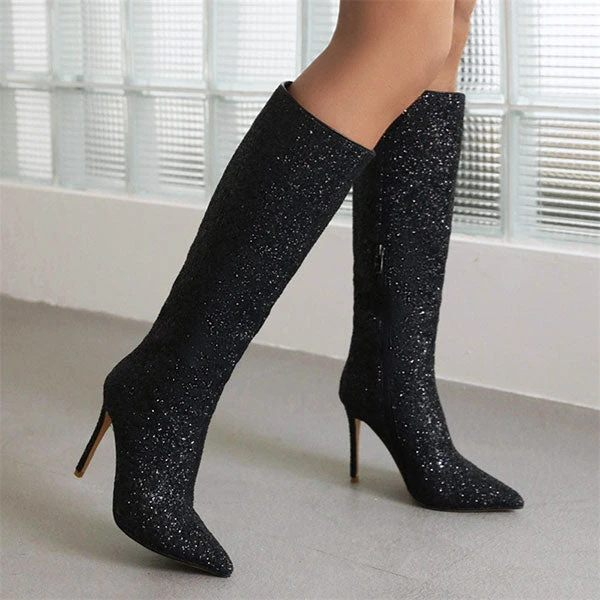 Sequined Glamorous Pointed Toe Boots 5 Sequined Glamorous Pointed Toe Boots - Image 5