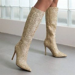 Sequined Glamorous Pointed Toe Boots