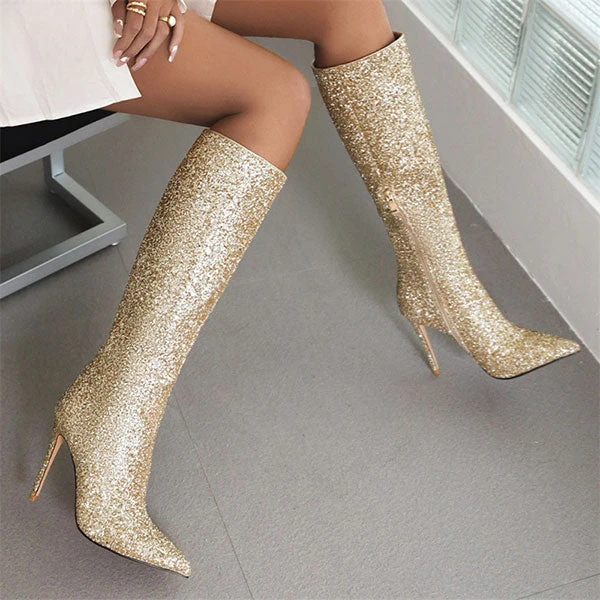 Sequined Glamorous Pointed Toe Boots 3 Sequined Glamorous Pointed Toe Boots - Image 3
