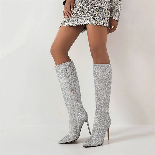Sequined Glamorous Pointed Toe Boots 9 Sequined Glamorous Pointed Toe Boots - Image 9