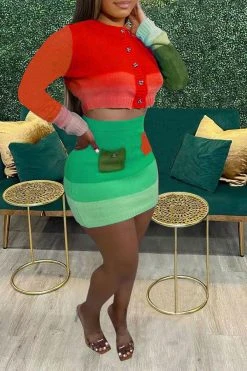 Color Block Cute Knitted Dress Suit -Clothing-PrettyTina H22101939 RE 1