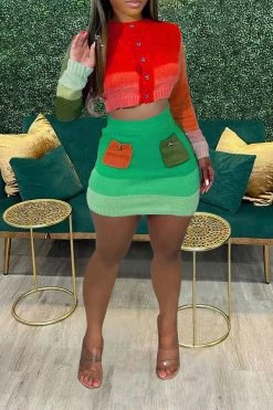 Color Block Cute Knitted Dress Suit -Clothing-PrettyTina H22101939 RE 2