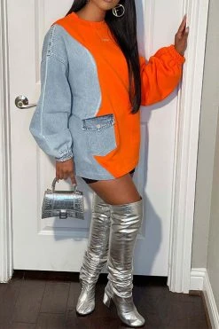 Denim Patchwork Undeniable Mini Dress -Clothing-PrettyTina H22110347 OR 3