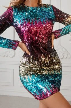 Colorful Sequined Simple Mini Dress -Clothing-PrettyTina H22122767 RR 1 b4aec584 5363 4f16 9fff 1172c4555241