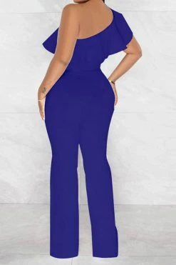 Solid Color Striking Ruffle Belted Jumpsuit -Clothing-PrettyTina H23021026 BL 3