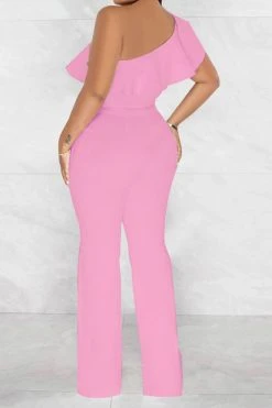 Solid Color Striking Ruffle Belted Jumpsuit -Clothing-PrettyTina H23021026 PI 2