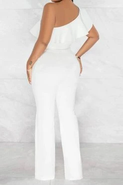 Solid Color Striking Ruffle Belted Jumpsuit -Clothing-PrettyTina H23021026 WH 3