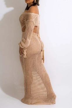 Knitted Beachy O-ring Design Cutout See-Through Beachwear 11 Knitted Beachy O-ring Design Cutout See-Through Beachwear -Clothing-PrettyTina H23021602 KH 2