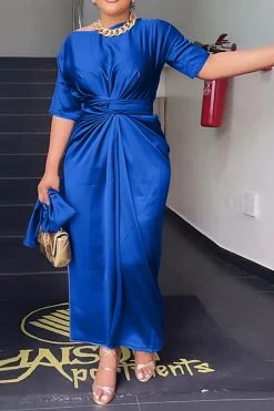 Solid Color Simple Strappy Dress Suit -Clothing-PrettyTina H23021646 BL 1