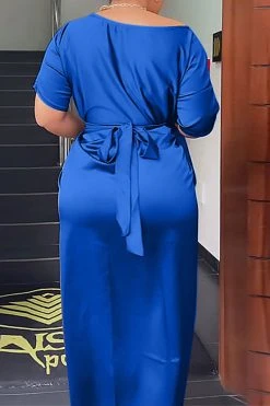 Solid Color Simple Strappy Dress Suit -Clothing-PrettyTina H23021646 BL 2