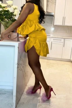 Stringy Selvedge Girly Irregular Dress Suit -Clothing-PrettyTina H23021699 YE 3