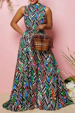 Striped Colorful Lace-Up Wide Leg Jumpsuit