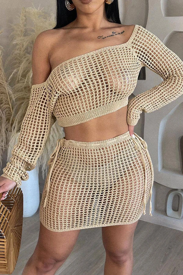 Knitted Hollow-Out Beachy Tie Side Dress Suit 6 Knitted Hollow-Out Beachy Tie Side Dress Suit - Image 6