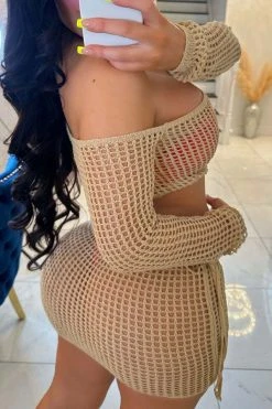 Knitted Hollow-Out Beachy Tie Side Dress Suit 21 Knitted Hollow-Out Beachy Tie Side Dress Suit -Clothing-PrettyTina H23022381 KH 3