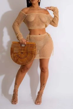 Knitted Hollow-Out Beachy Tie Side Dress Suit 22 Knitted Hollow-Out Beachy Tie Side Dress Suit -Clothing-PrettyTina H23022381 KH 4