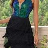 Sequined Party Tiered Tassel Mini Dress